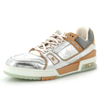 Louis Vuitton Men's LV Trainer Sneakers Monogram Embossed Metallic Leather