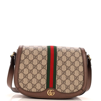 Gucci Ophidia Saddle Flap Shoulder Bag GG Coated Canvas Small