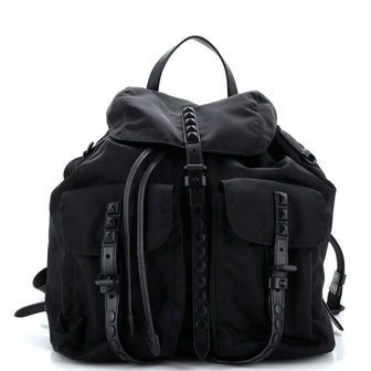 Prada New Vela Backpack Tessuto with Studded Leather