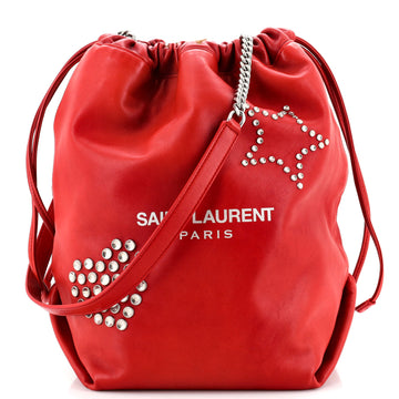 Saint Laurent Teddy Bucket Bag Studded Leather