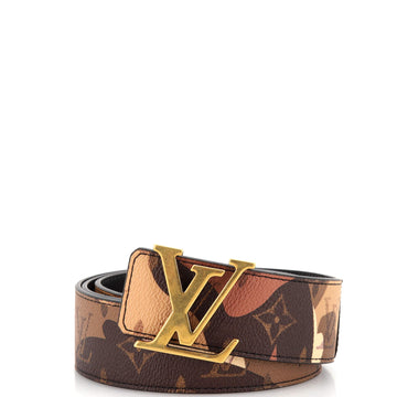 Louis Vuitton x Kid Super LV Initiales Reversible Belt Limited Edition Patchwork Printed Camouflage Monogram Canvas Wide
