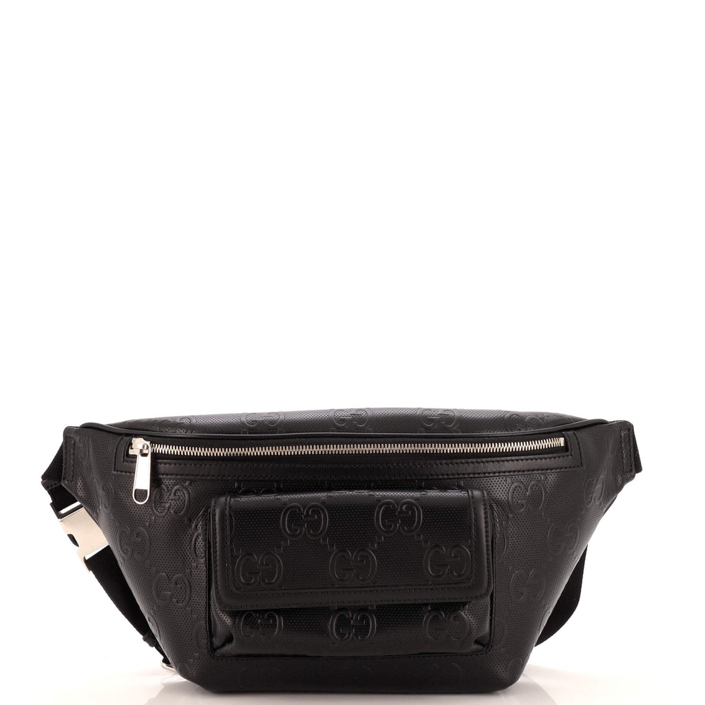 Gucci Front Pocket Belt Bag GG Embossed Perforated Leather  display picture 1