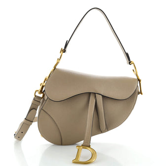 Christian Dior Saddle Handbag with Strap Leather Medium