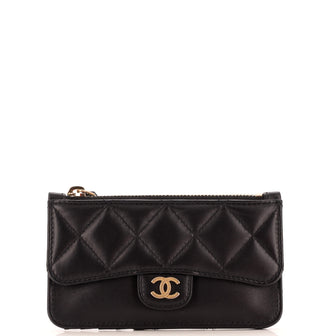 Chanel Flap Zip Card Holder Quilted Lambskin