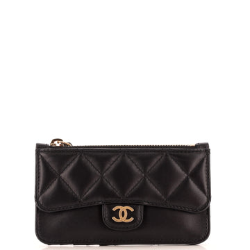 Chanel Flap Zip Card Holder Quilted Lambskin