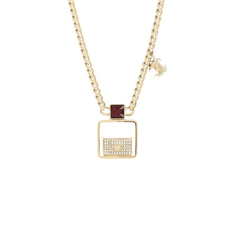 Chanel CC Flap Bag Pendant Chain Necklace Metal with Crystals