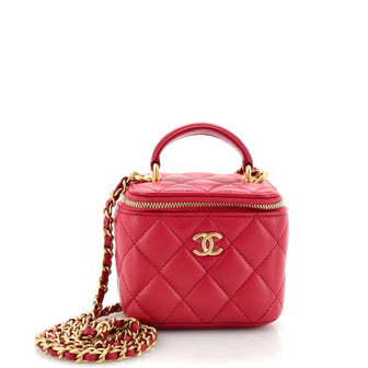 Chanel Classic Top Handle Vanity Case with Chain Quilted Lambskin Mini