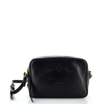 Prada Logo Camera Bag Embossed Leather Small