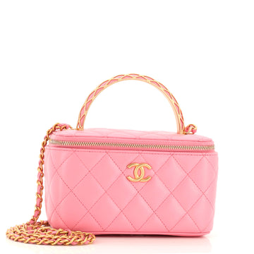 Chanel Caged Top Handle Vanity Case with Chain Quilted Lambskin Small