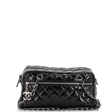 Chanel Front Zip Bowler Bag Quilted Patent Small