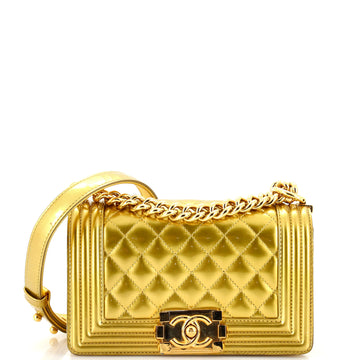 Chanel Boy Flap Bag Quilted Patent Small