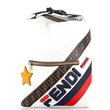 Fendi Mania Stamp Buckle Backpack Inlaid Leather Large