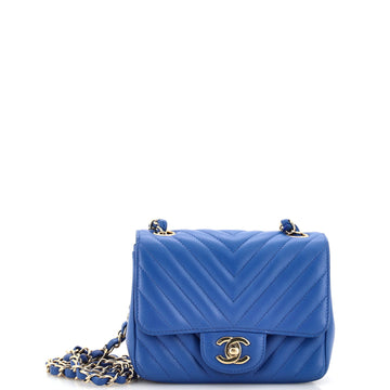 Chanel Square Classic Single Flap Bag Chevron Lambskin Mini