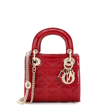 Christian Dior Lady Dior Chain Bag Cannage Quilt Patent Mini