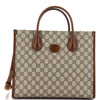 Gucci Structured Top Handle Open Tote GG Coated Canvas Small