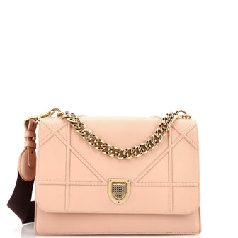 Christian Dior Diorama Chain Satchel Grained Leather Large