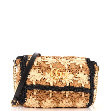 Gucci GG Marmont Flap Bag Raffia Small