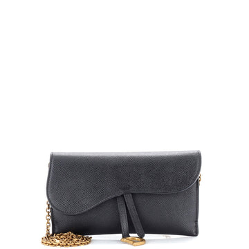 Christian Dior Saddle Chain Wallet Leather