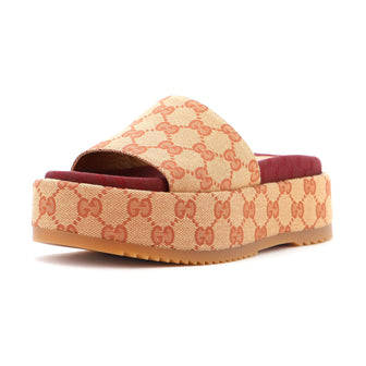 Gucci Women's Angelina Platform Slide Sandals GG Denim