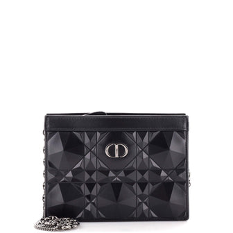 Christian Dior Caro Zipped Pouch With Chain Diamond Motif Cannage Calfskin