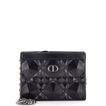 Christian Dior Caro Zipped Pouch With Chain Diamond Motif Cannage Calfskin