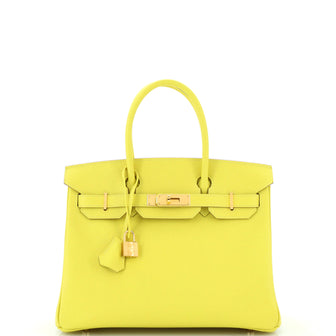 Hermes Birkin Handbag Yellow Epsom with Gold Hardware 30