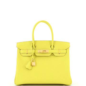 Hermes Birkin Handbag Yellow Epsom with Gold Hardware 30