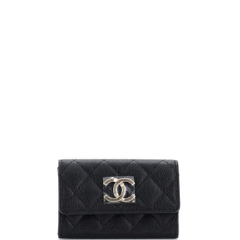 Chanel Textured CC Flap Card Case Quilted Caviar