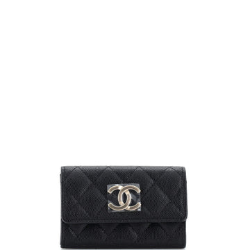 Chanel Textured CC Flap Card Case Quilted Caviar