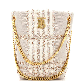 Burberry Lola Bucket Bag Needle Punch Check Canvas