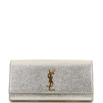 Saint Laurent Classic Monogram Clutch Metallic Calfskin Long