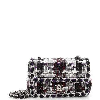 Chanel Classic Single Flap Bag Braided Quilted Tweed Mini