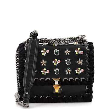 Fendi Kan I Bag Embellished Whipstitch Leather Small