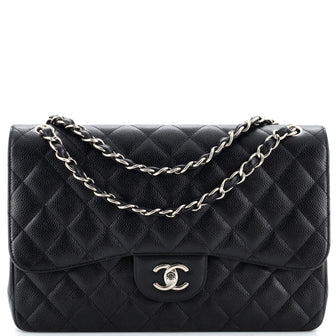 Chanel Classic Double Flap Bag Quilted Caviar Jumbo