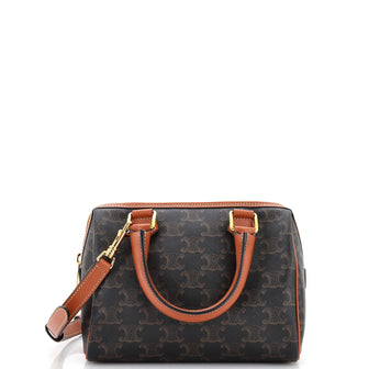 Celine Boston Bag Triomphe Coated Canvas Small