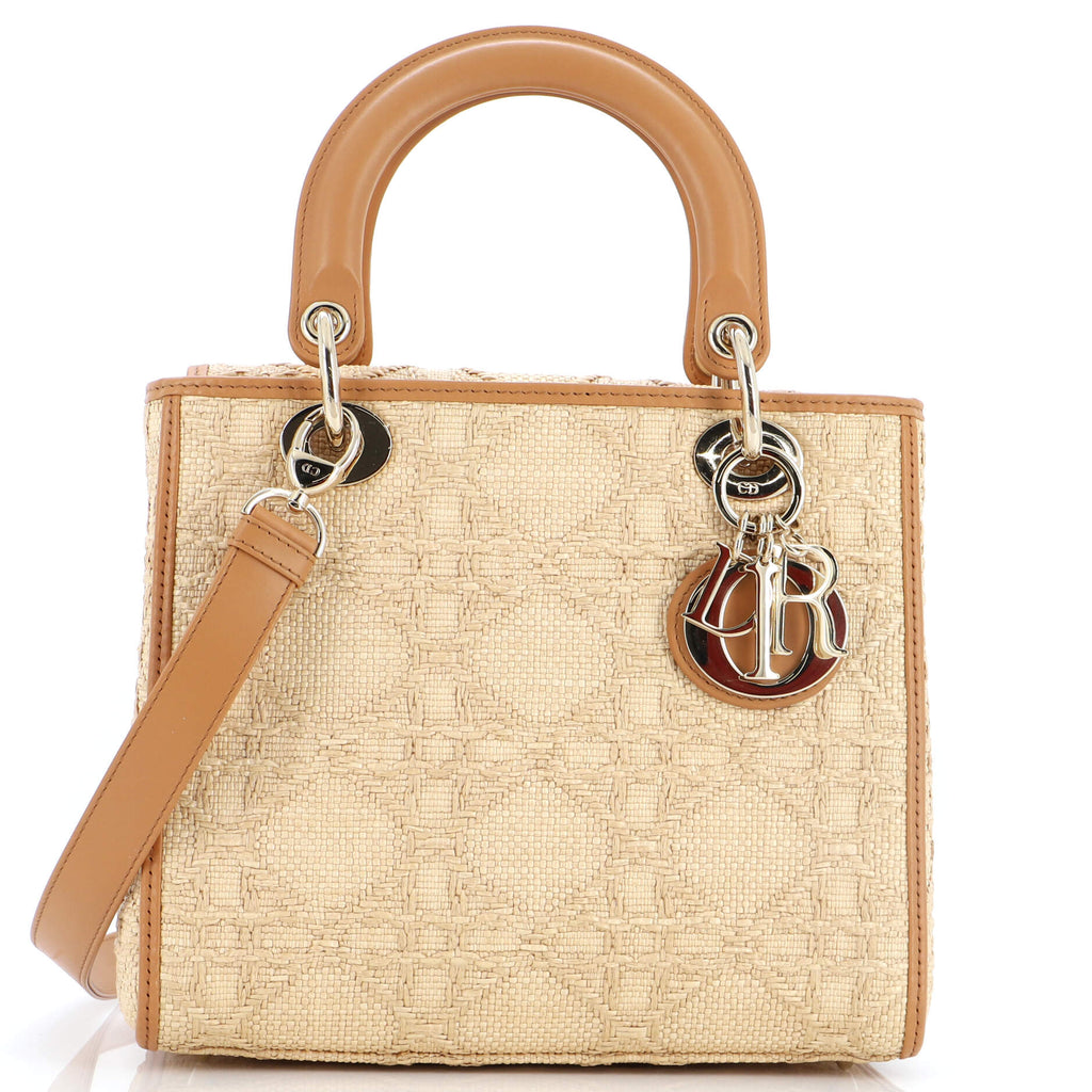 Christian Dior Lady Dior Bag Cannage Embroidered Raffia with