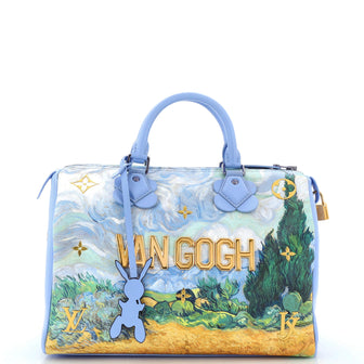 Louis Vuitton Speedy Handbag Limited Edition Jeff Koons Van Gogh Print Canvas 30