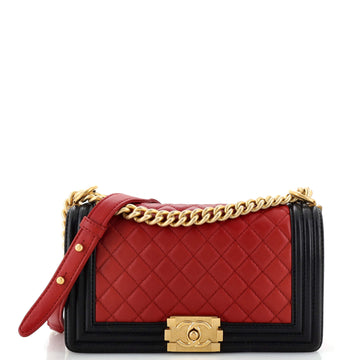 Chanel Bicolor Boy Flap Bag Quilted Lambskin Old Medium