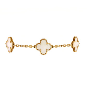 Van Cleef & Arpels Vintage Alhambra 5 Motifs Bracelet 18K Yellow Gold and Mother of Pearl