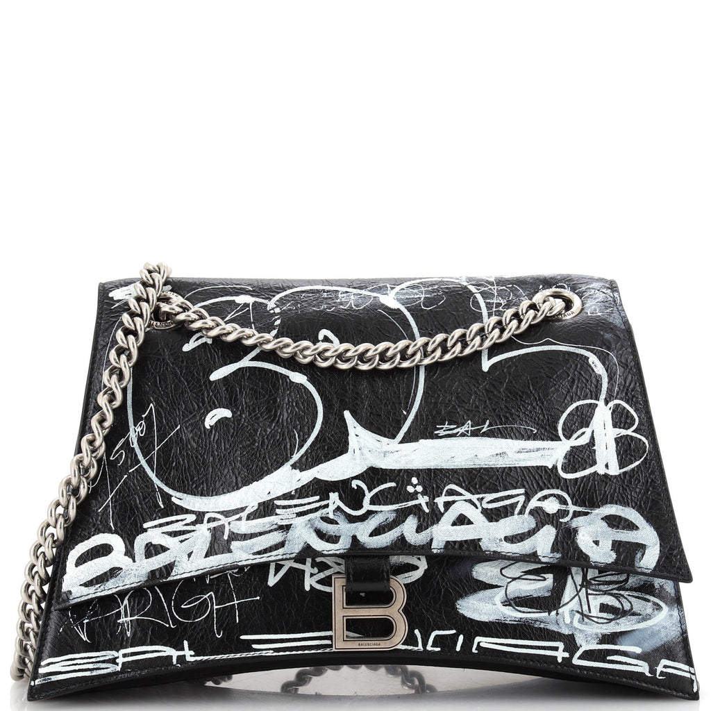Balenciaga Graffiti Crush Chain Flap Bag Leather Medium 263426