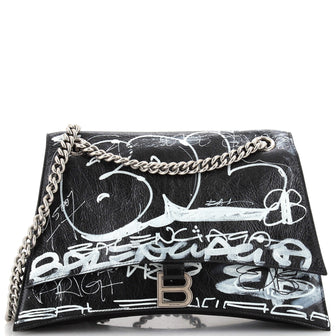 Balenciaga Graffiti Crush Chain Flap Bag Leather Medium 263426