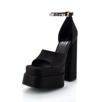Versace Women's Medusa Aevitas Platform Sandals Satin with Crystals