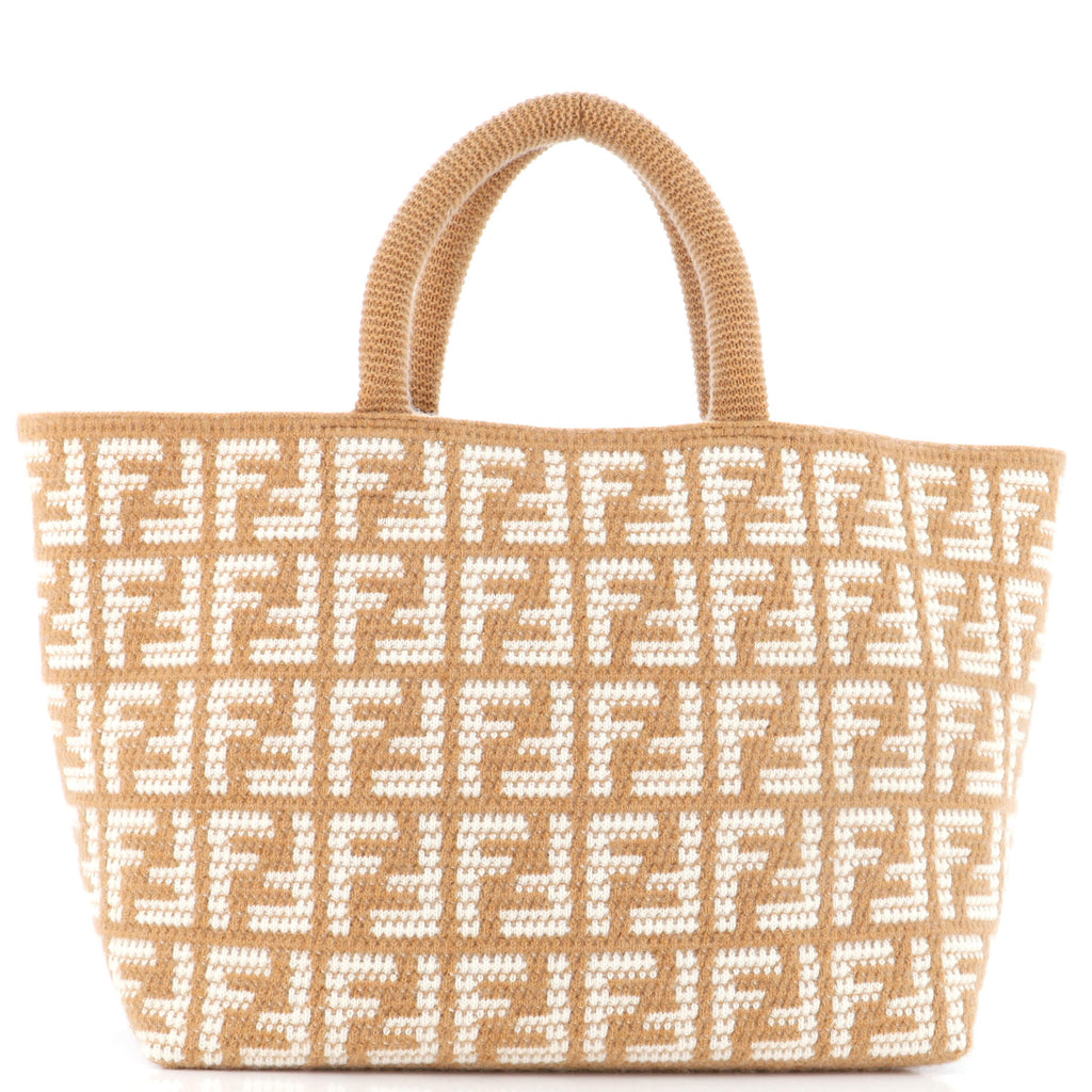 Fendi Shopper Tote Zucca Crochet Cashmere Large 263443