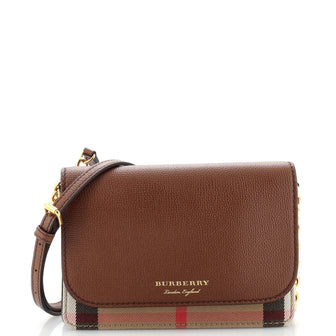 Burberry Hampshire Wallet on Chain Leather and House Check Canvas