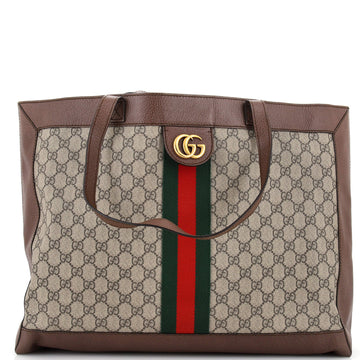 Gucci Disney Three Little Pigs Ophidia Soft Open Tote GG Coated Canvas East West