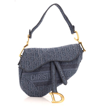 Christian Dior Saddle Handbag Oblique Denim Medium