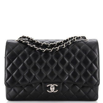 Chanel Classic Double Flap Bag Quilted Caviar Maxi