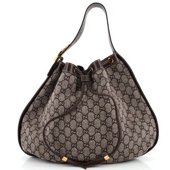 Gucci Interlocking Icon Drawstring Hobo GG Wool Medium