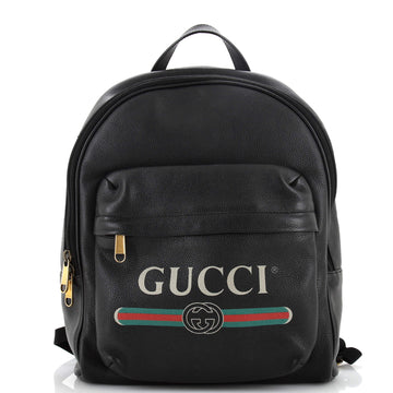 Gucci Logo Front Pocket Backpack Printed Leather