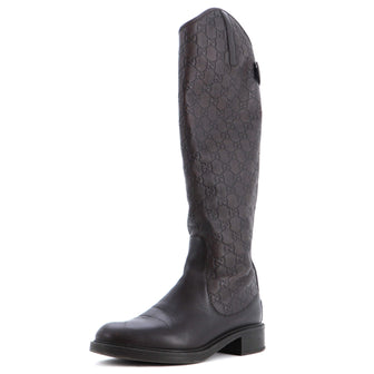 Gucci Women's Maude Knee High Riding Boots Guccissima Leather